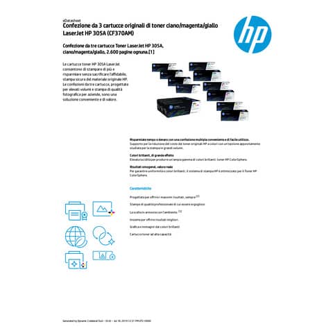 Toner 305A HP ciano+magenta+giallo  Conf. 3 - CF370AM